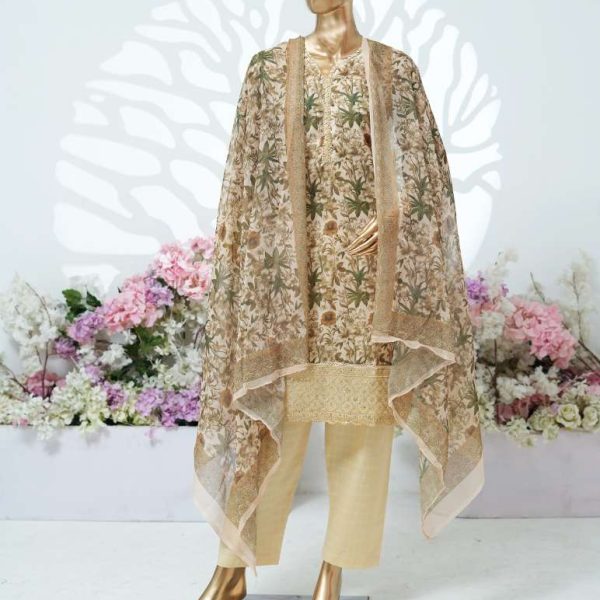 Printed PP lawn embroidered stitched 3 piece A