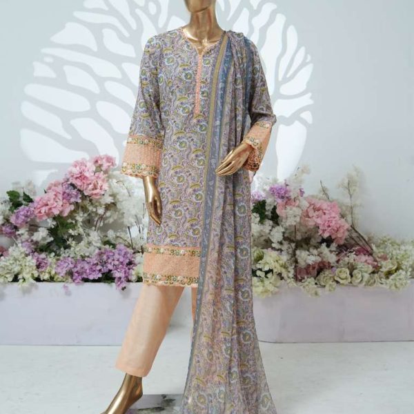 Printed PP lawn embroidered stitched 3 piece B