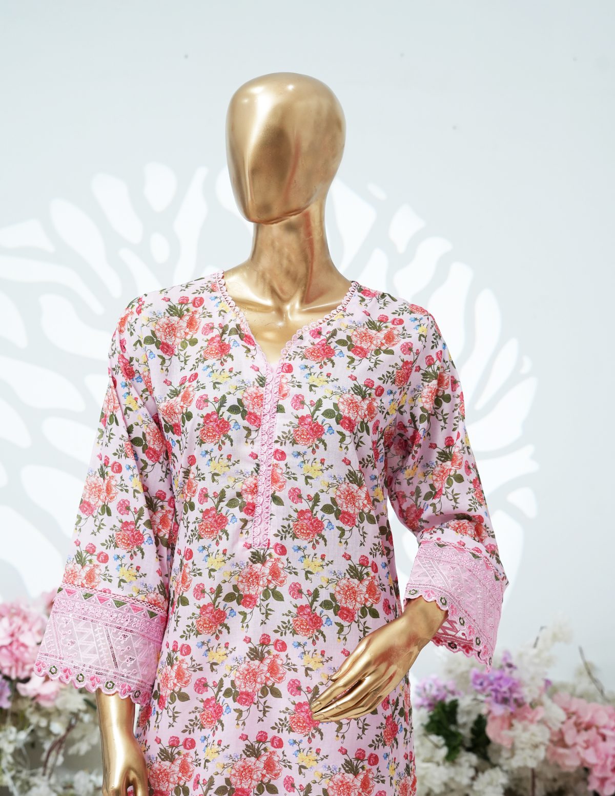 Printed PP lawn embroidered stitched 3 piece F - Image 3