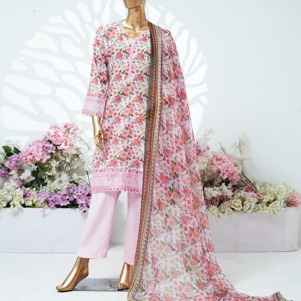 Printed PP lawn embroidered stitched 3 piece F