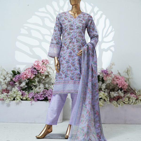 Printed PP lawn embroidered stitched 3 piece E