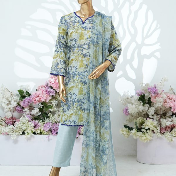 Printed PP lawn embroidered stitched 3 piece D