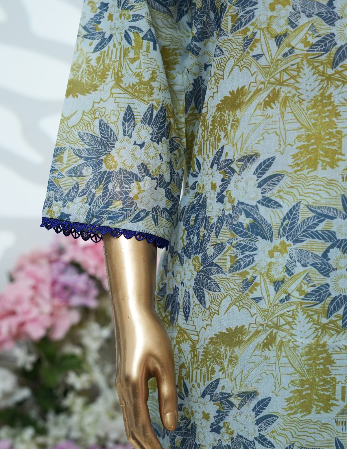 Printed PP lawn embroidered stitched 3 piece D - Image 3