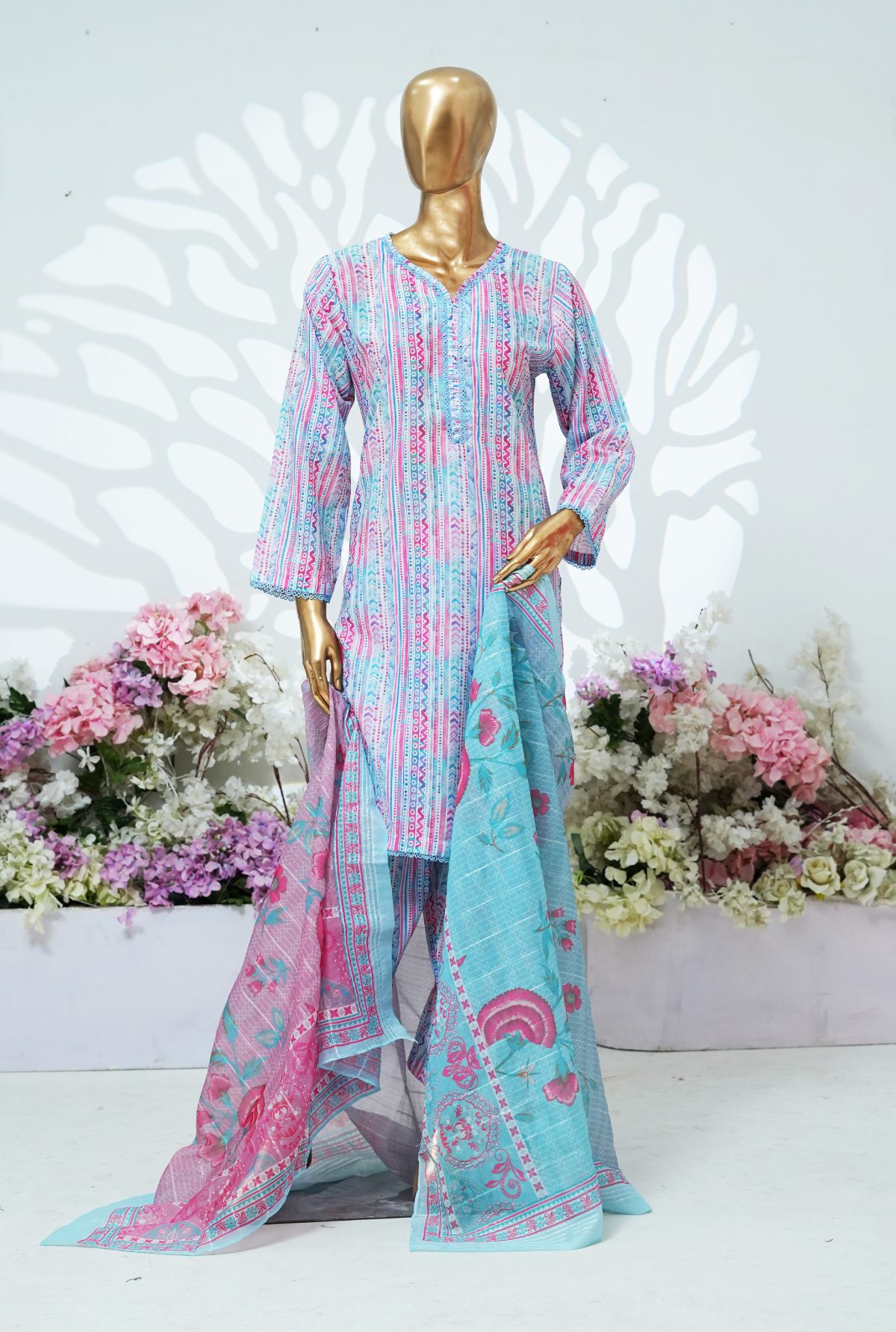 Printed PP lawn stitched 3 piece - D - Image 1